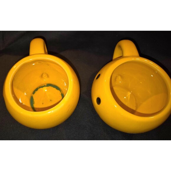 Set Of 2 Vintage Yellow Smiley Face Ceramic Coffee Mugs - Picture 5 of 7